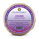 Violet Crown Chakra Soap 100gm/3.5oz Includes a Gemstone of Clear Quartz Crystal.